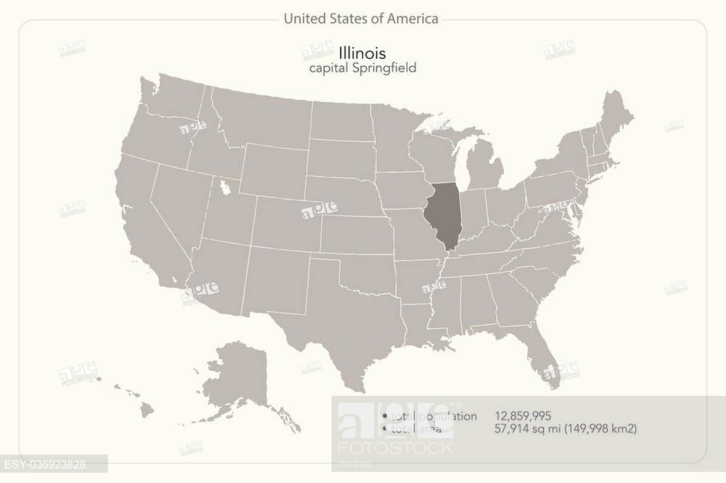 United States Of America Isolated Map And Illinois State Territory 1049x698 United States Of America Isolated Map And Illinois State Territory