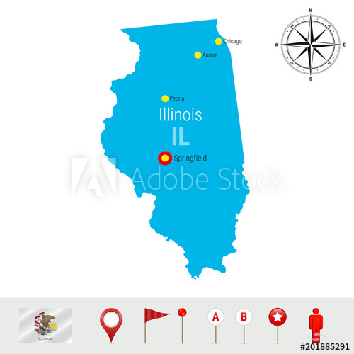 500x500 Illinois Vector Map Isolated On White Background High Detailed