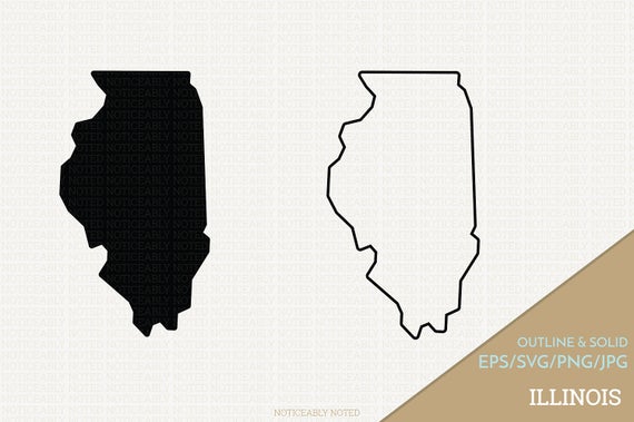 570x379 Illinois Vector State Clipart Il Clip Art Illinois Etsy