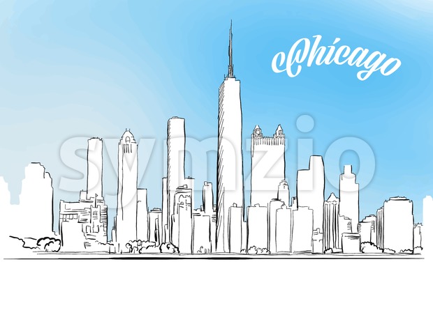 620x465 Sketch Of Chicago, Illinois, Usa Vector Illustration