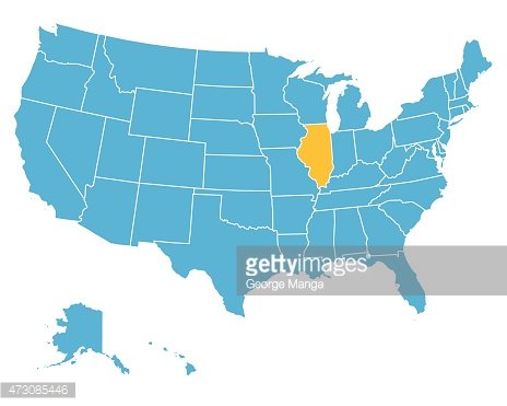 464x371 Usa Map Highlighting State Of Illinois Vector Premium Clipart