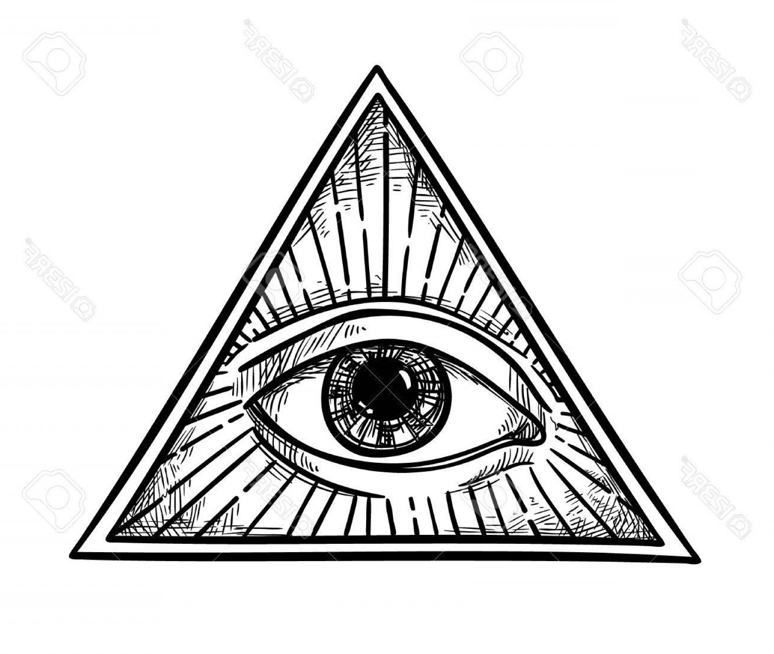 Photostock Vector Hand Drawn Vector Illustration All Seeing Eye 1560x1317 Photostock Vector Hand Drawn Vector Illustration All Seeing Eye