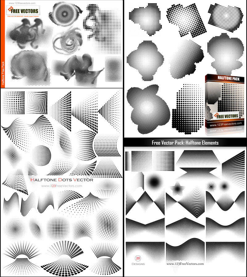 800x894 Free Halftone Dots Vector Illustrator Pack