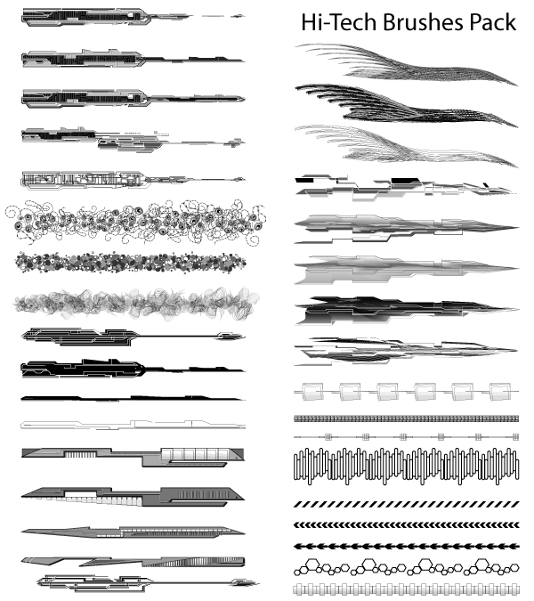 600x675 Free Hi Tech Vector Illustrator Brushes Pack Files, Vectors