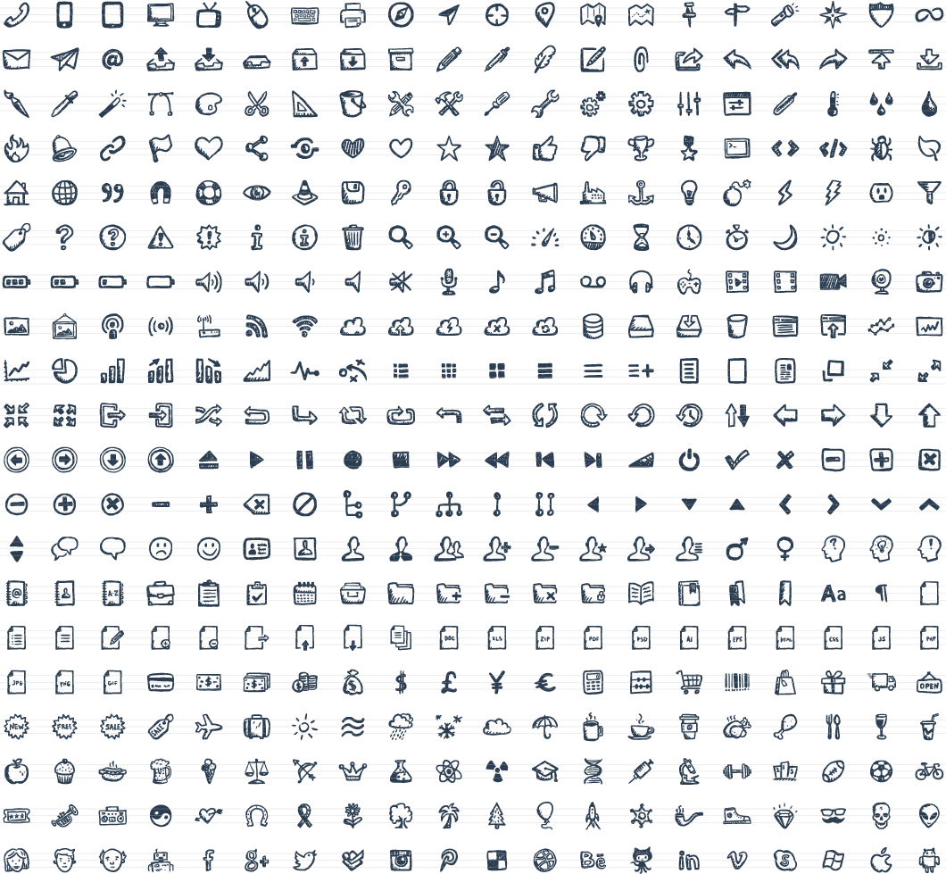 1060x979 Jolly Icons Hand Drawn Vector Icons