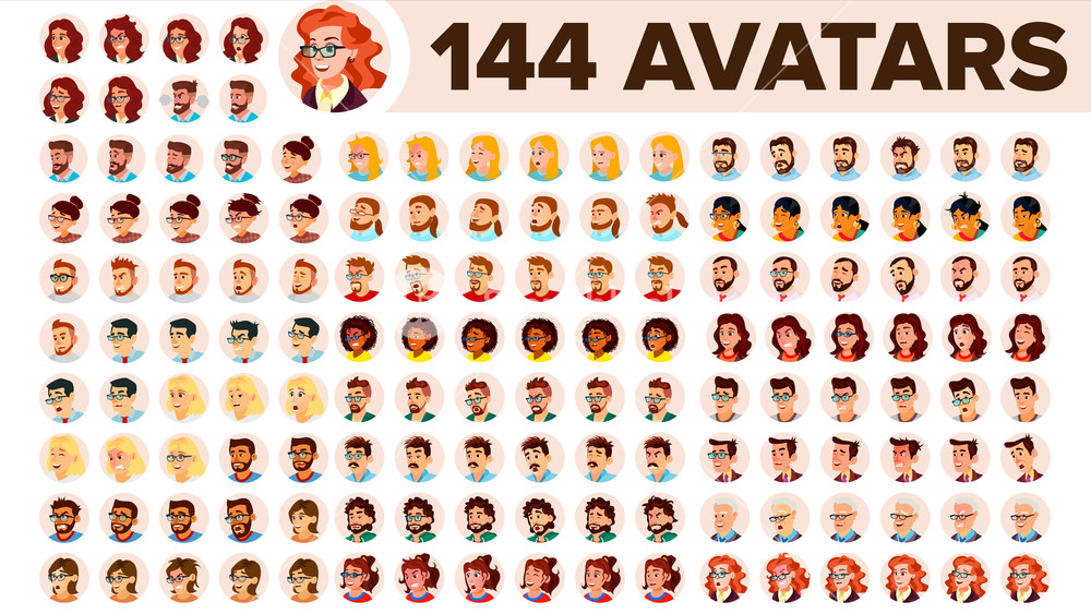 1000x563 People Avatar Set Vector Man, Woman Default Placeholder Colored