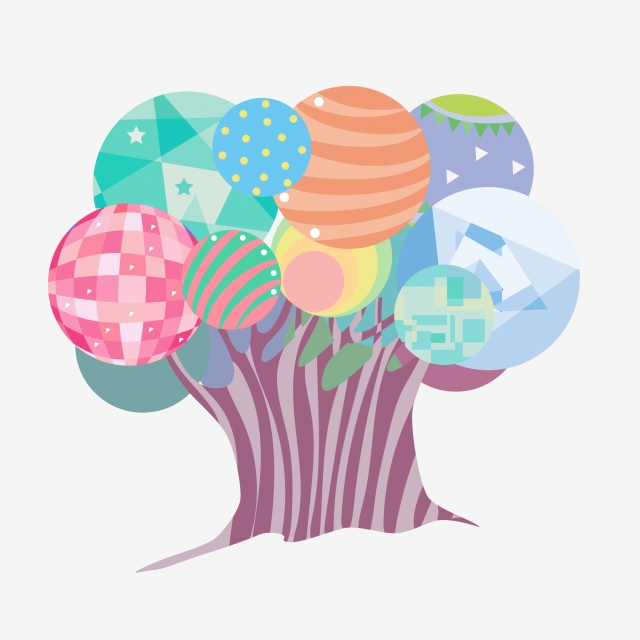 640x640 Color Cartoon Imagine Geometry, Round, Triangle, Big Tree Png