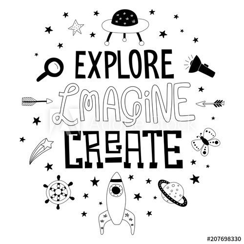 500x500 Explore, Imagine And Create Poster In Scandinavian Style With Hand