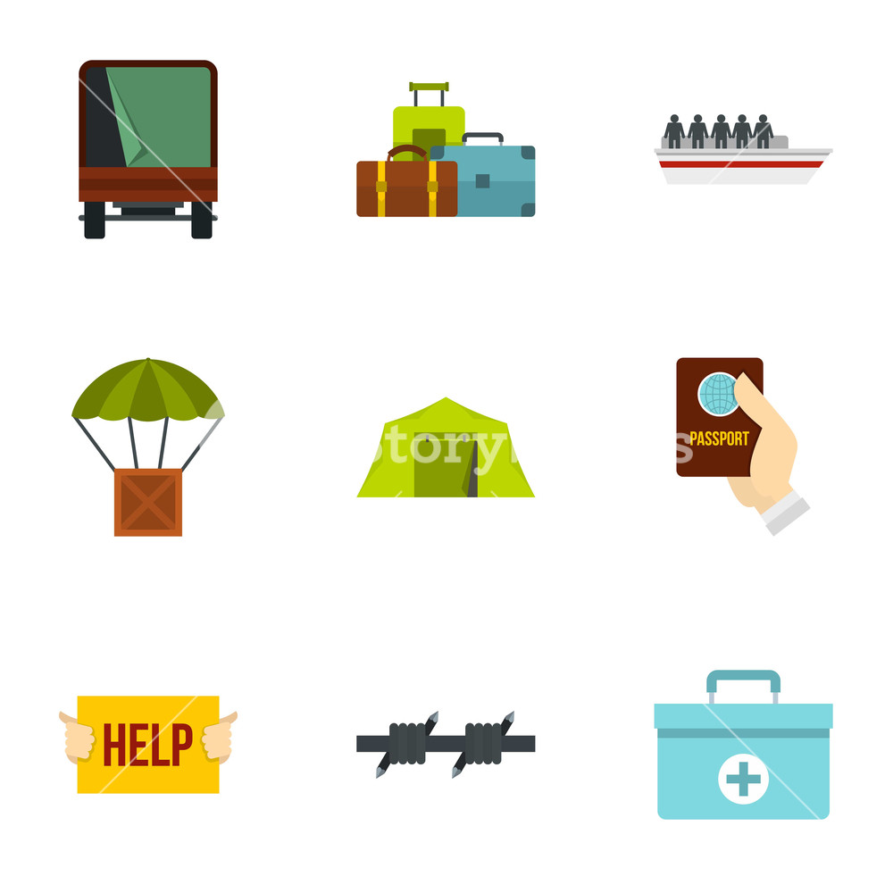 1000x1000 Immigration Icons Set Flat Illustration Of Immigration Vector