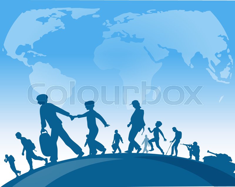 800x635 Immigration People Walk Under World Stock Vector Colourbox