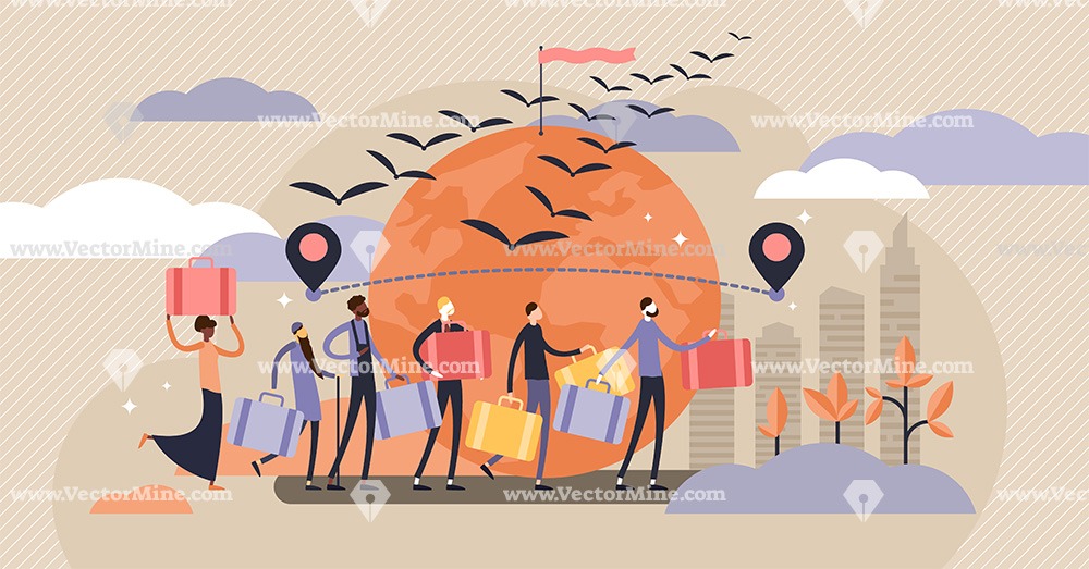 1000x523 Immigration Tiny Persons Concept Vector Illustration