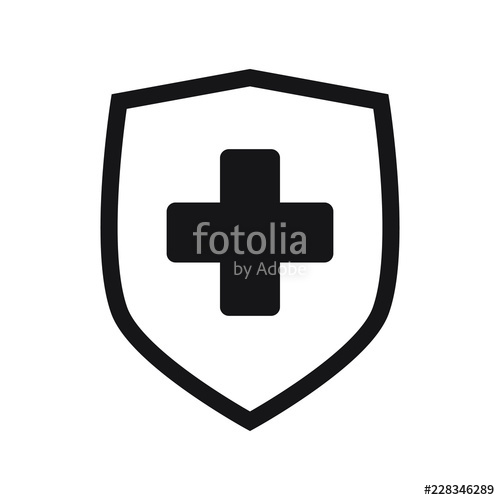 500x500 Immune System Icon Medical Cross In The Shield Vector Stock