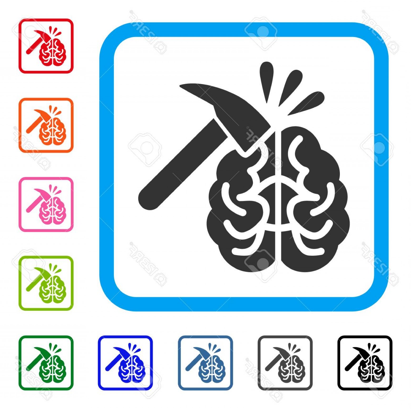 1560x1552 Photostock Vector Brain Impact Icon Flat Grey Pictogram Symbol