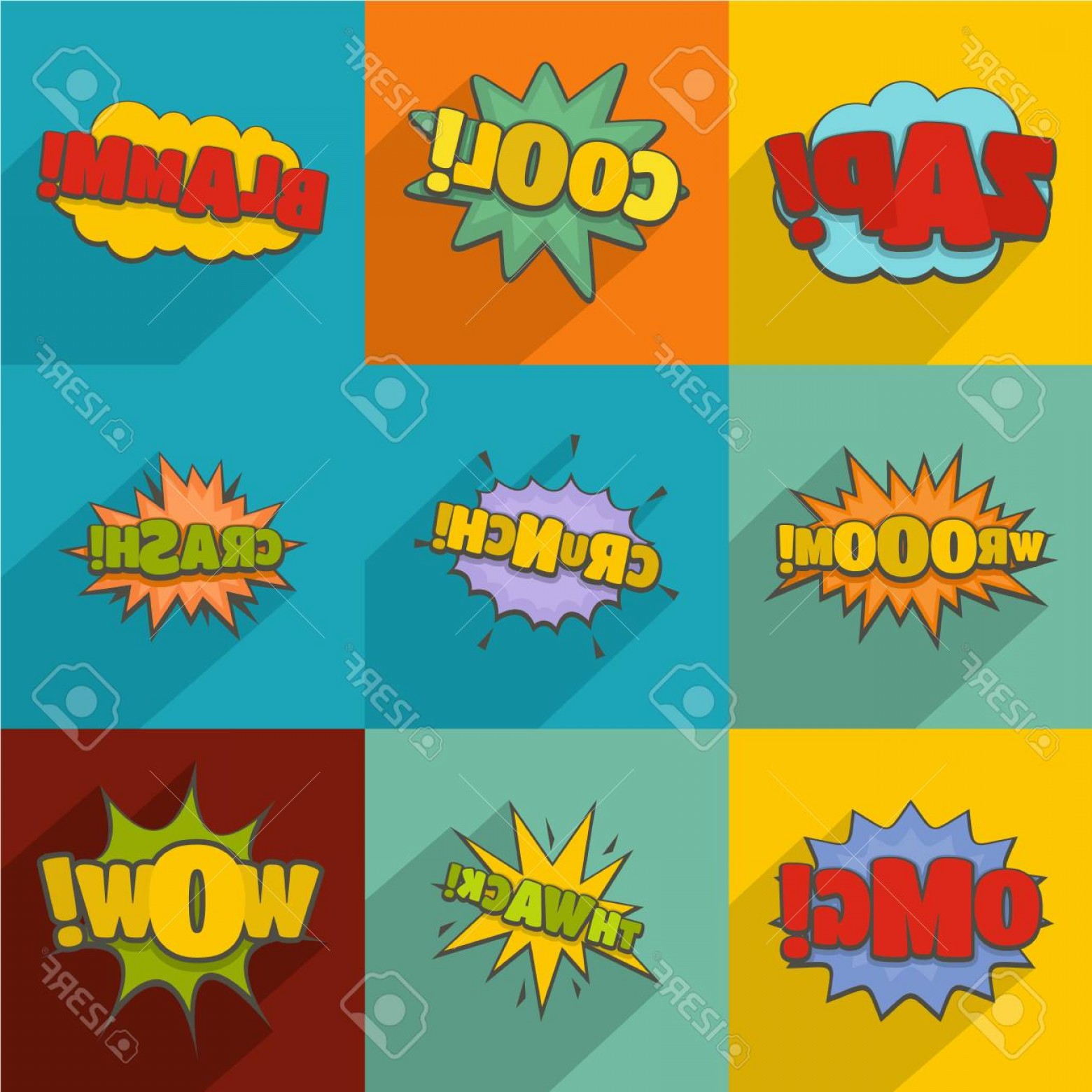 1560x1560 Photostock Vector Impact Icons Set Flat Set Of Impact Vector Icons