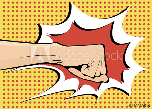 500x360 Fist Hitting, Fist Punching In Pop Art Style Human Violence