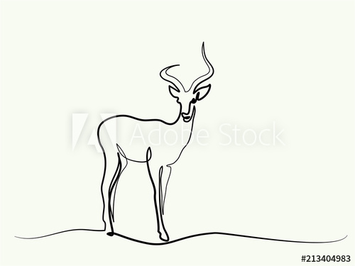 500x375 Continuous One Line Drawing Impala Walking Symbol Logo