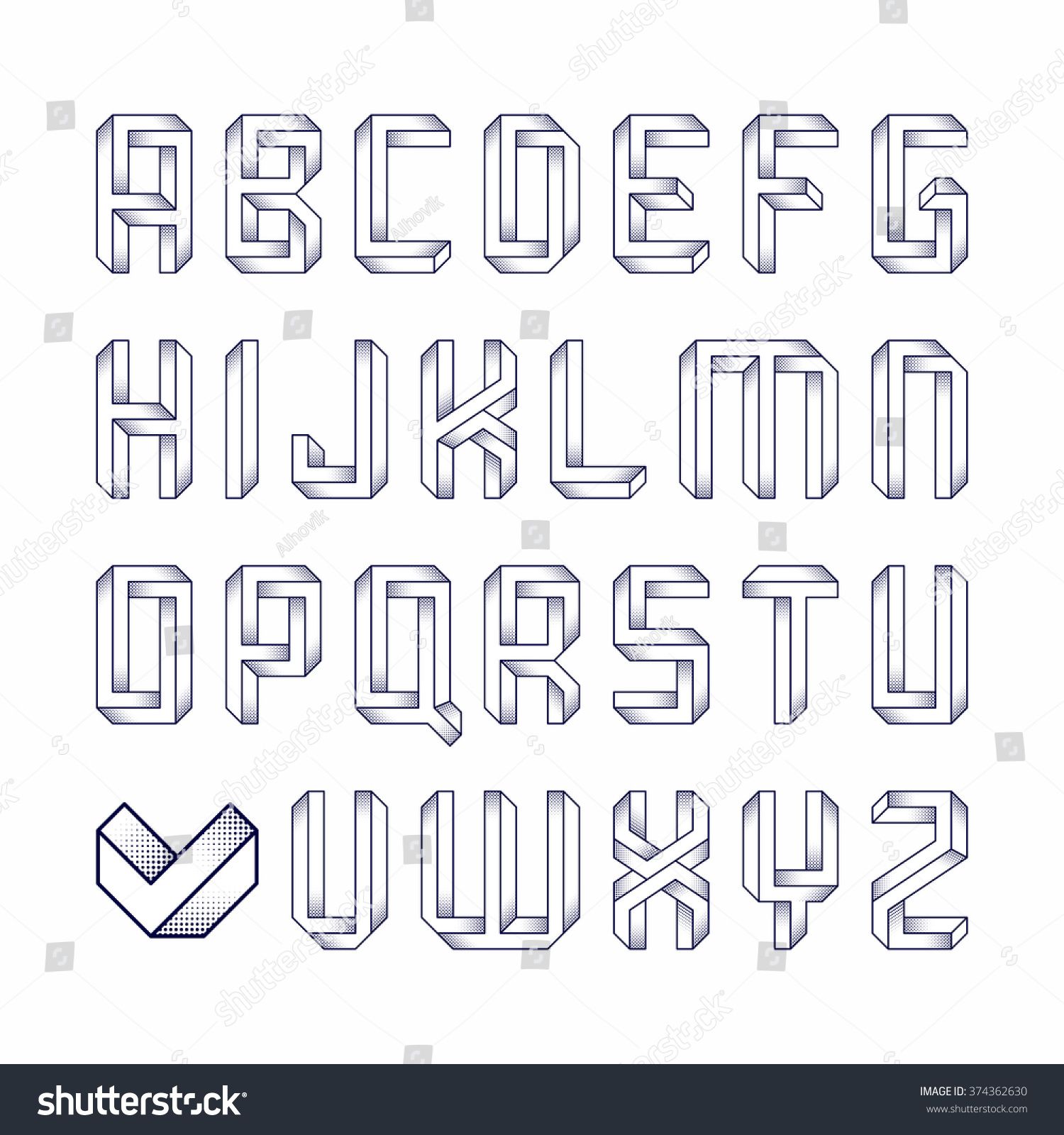 1500x1600 Impossible Shape Font Vector Drawings In Impossible