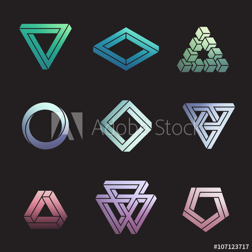 500x500 Set Of Impossible Shapes, Vector Illustration, Clipping Mask