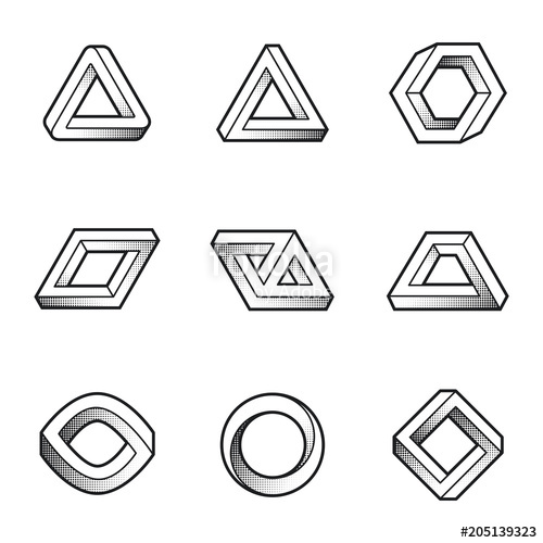 500x500 Set Of Impossible Shapes Web Design Elements Optical Illusion