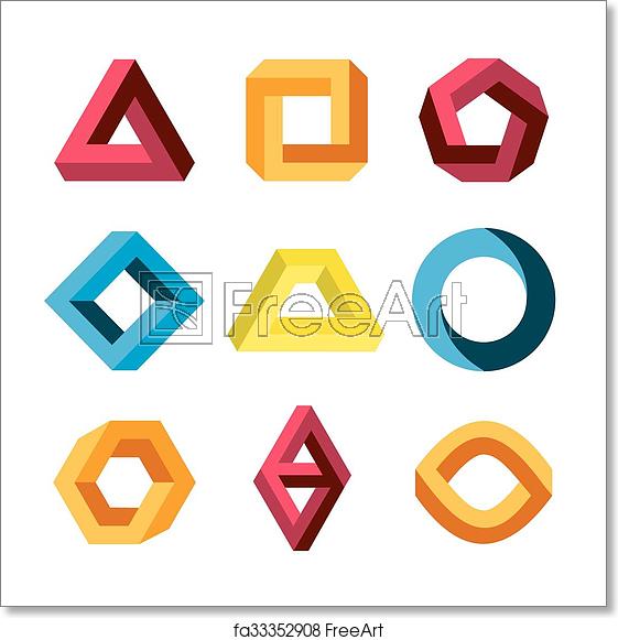 561x581 Free Art Print Of Color Impossible Vector Shapes Set Color
