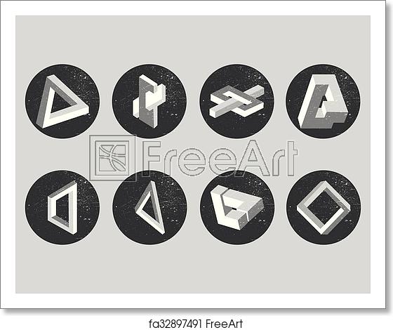 560x470 Free Art Print Of Vector Set Of Impossible Objects Geometric