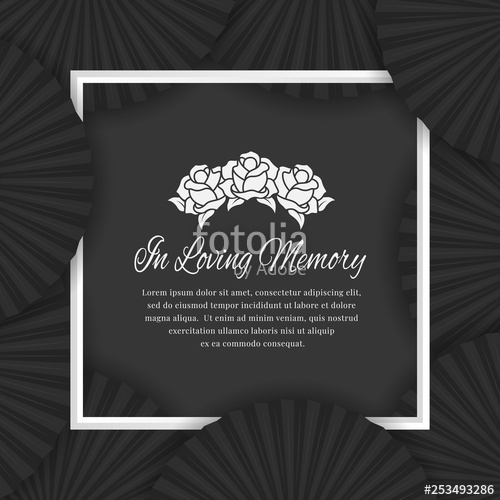 500x500 In Loving Memory Text In White Frame And Abstract Black Fan Layer