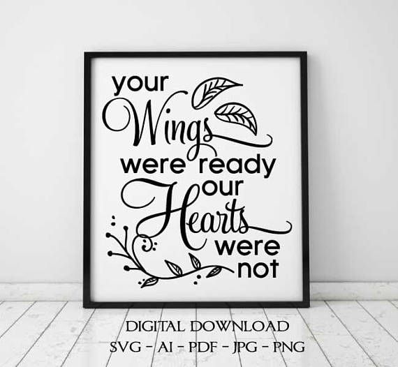 570x526 Wings Were Ready, Hearts Were Not, Memorial Saying Clipart