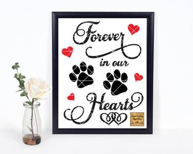390x312 Forever In Our Heart Paw Print, In Loving Memory Heart