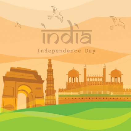425x425 Indian Famous Monuments With Typography India Independence Day