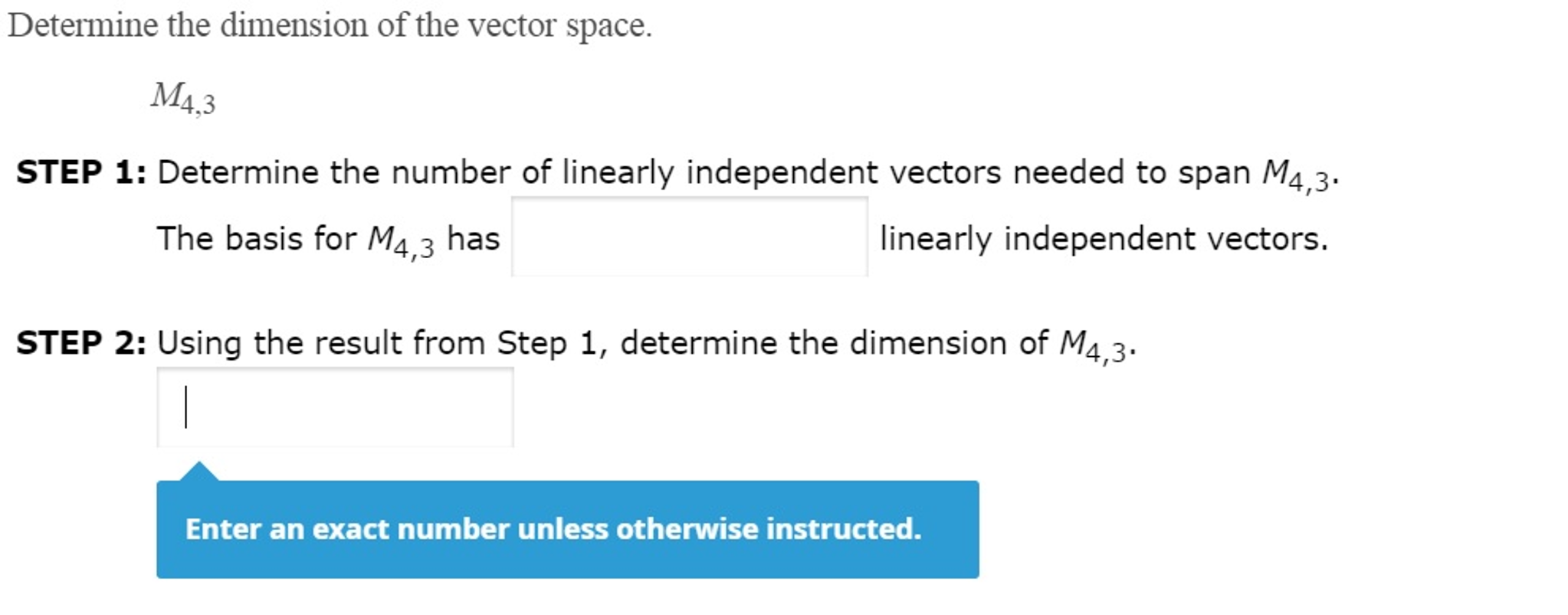 2046x803 Solved Determine The Dimension Of The Vector Space