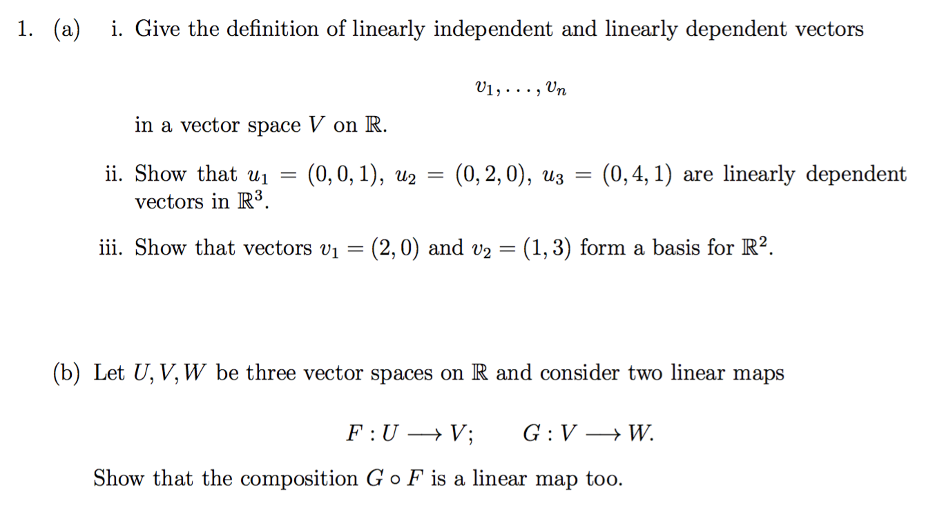 1354x768 Solved Give The Definition Of Linearly Independent And Li