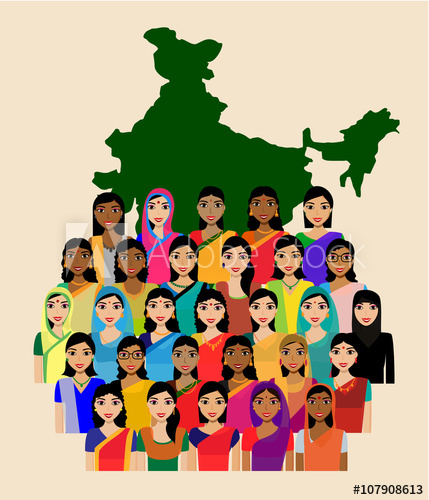 Big Crowd Of Indian Women Vector Avatars 429x500 Big Crowd Of Indian Women Vector Avatars
