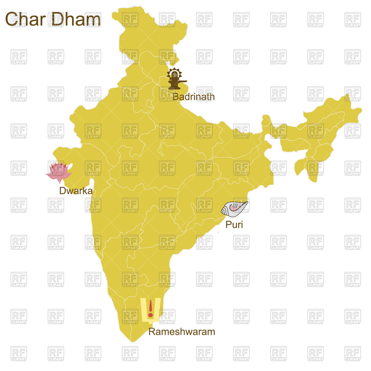 Char Dham On The Map Of India Vector Image Of Signs, Symbols, Maps 1200x1200 Char Dham On The Map Of India Vector Image Of Signs, Symbols, Maps