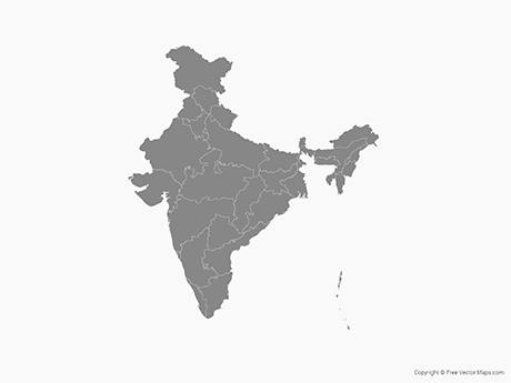 Vector Map Of India With States 460x345 Vector Map Of India With States
