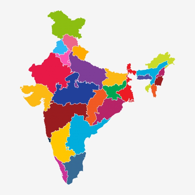 Colorful India Map Vector Illustration, Map, India, Vector Png 640x640 Colorful India Map Vector Illustration, Map, India, Vector Png