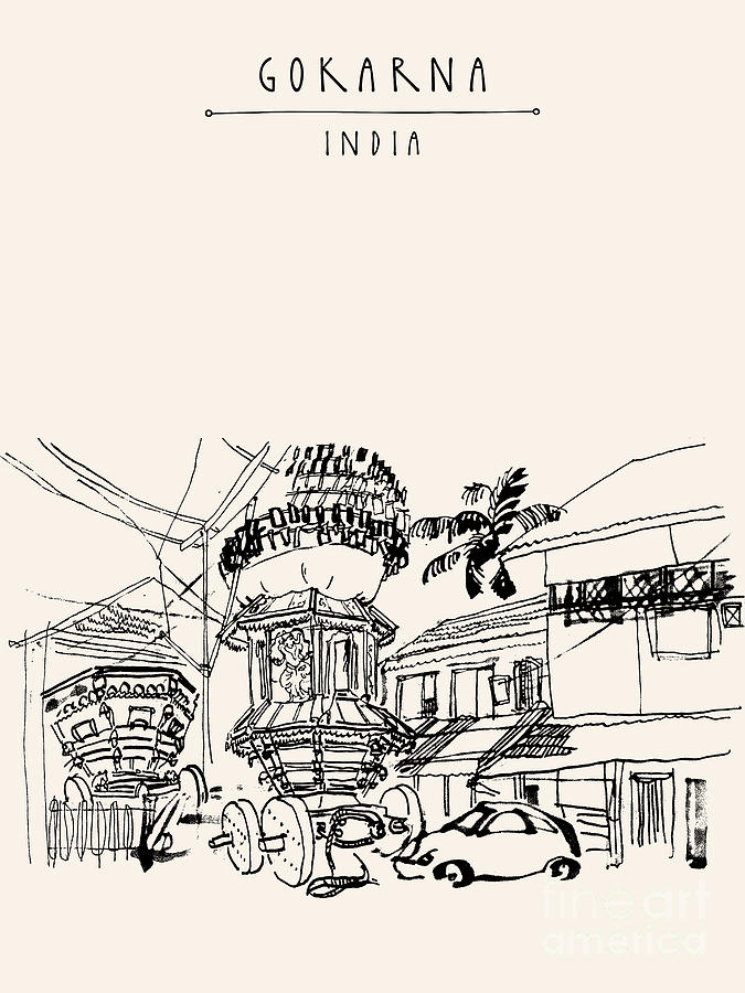 Gokarna, Karnataka, India Vector Digital Art 675x900 Gokarna, Karnataka, India Vector Digital Art