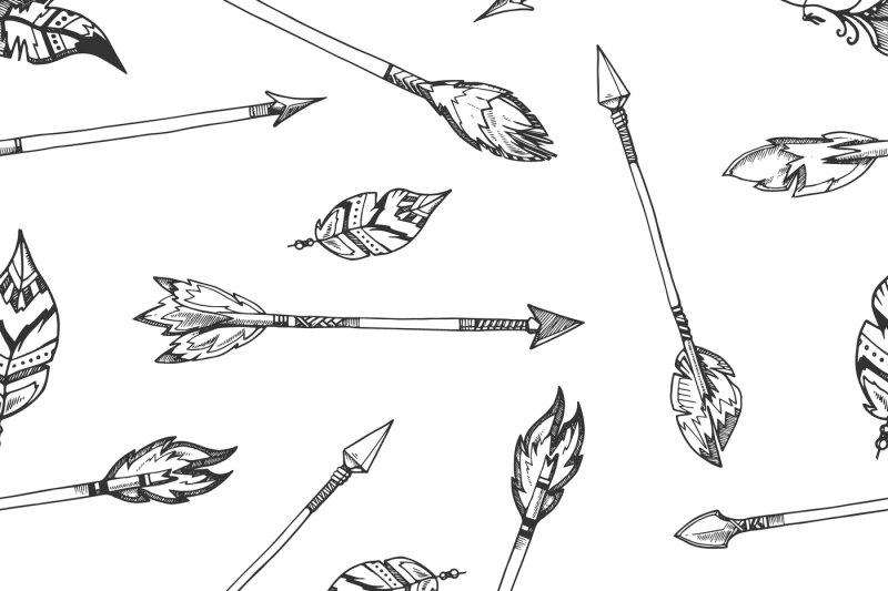 Hand Drawn Indian Arrows Vector Seamless Hippie Pattern 800x533 Hand Drawn Indian Arrows Vector Seamless Hippie Pattern