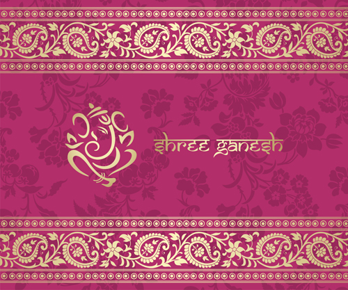 500x417 Indian Floral Ornament With Pink Background Vector Free Download