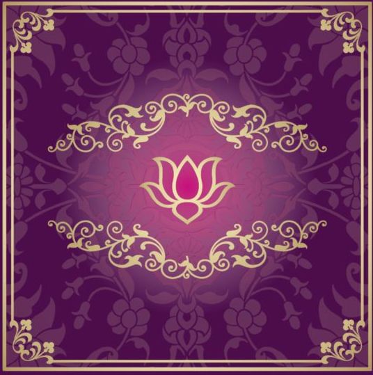 536x539 Indian Style Floral Purple Background Vector
