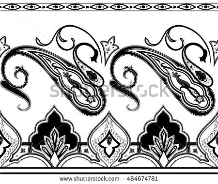 450x380 Paisley Indian Border Vector Illustration Paisley Chinese