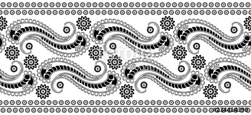 500x230 Seamless Black And White Traditional Indian Border Stock Image