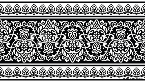 500x285 Seamless Traditional Black And White Indian Border