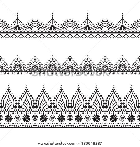 450x470 Border Elements In Indian Mehndi Style For Card Or Tattoo Vector