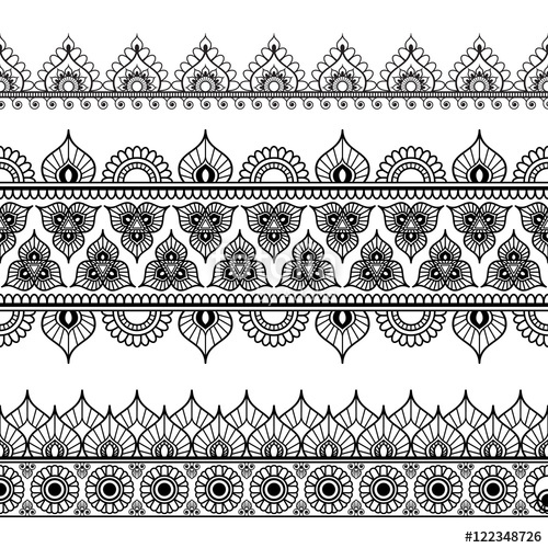 500x500 Border Line Lace Mehndi Elements In Indian Style For Card