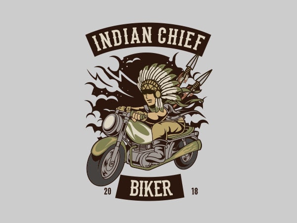 600x450 Indian Chief Biker Club Vector T Shirt Design