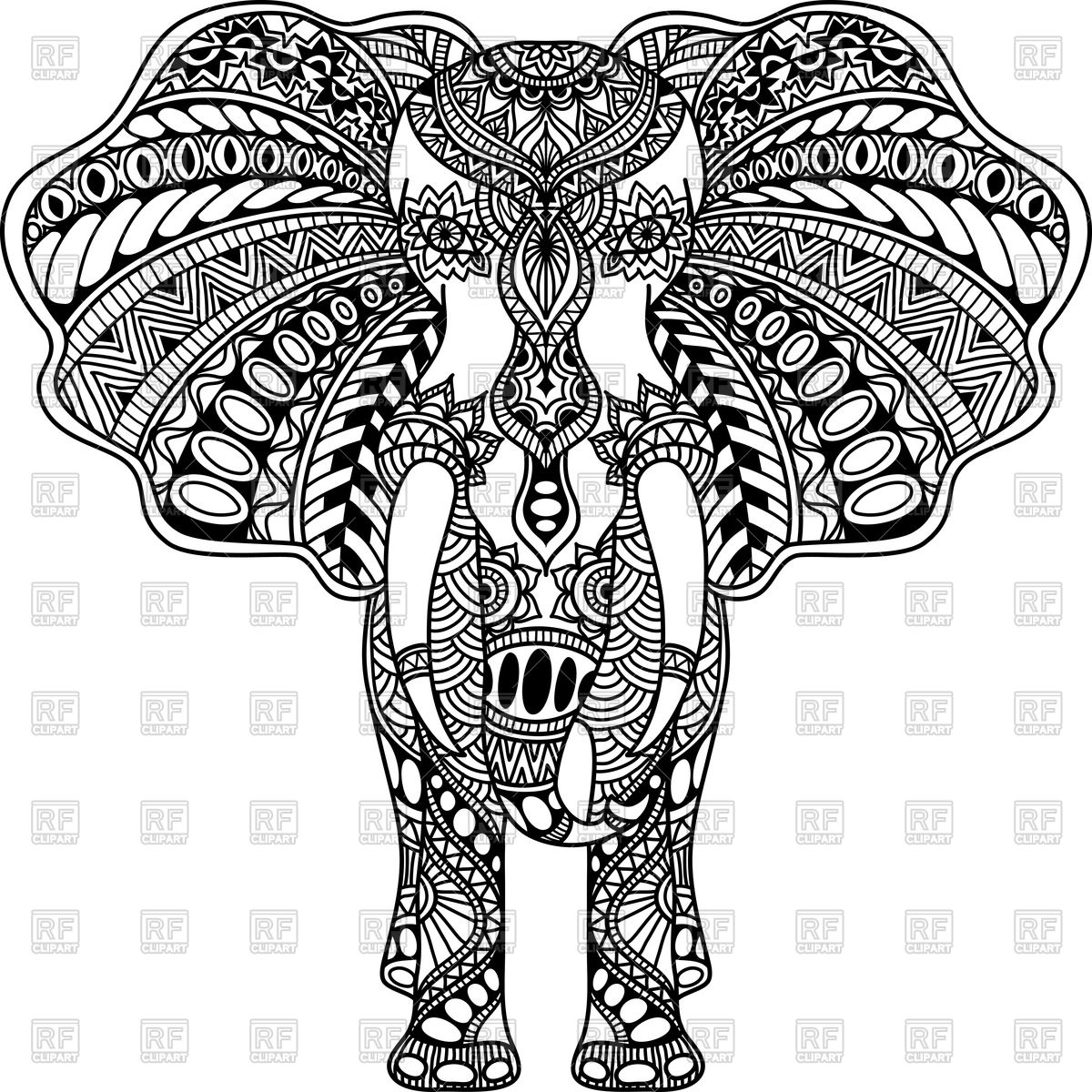 1200x1200 Henna Mehndi Tattoo Style Indian Elephant Vector Image Of Plants