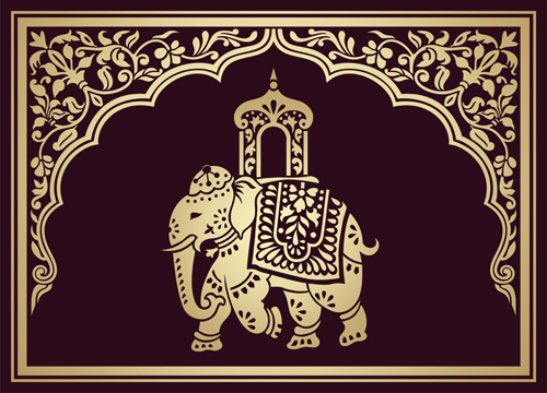 500x360 Indian Patterns With Elephants Vector Set Free Download