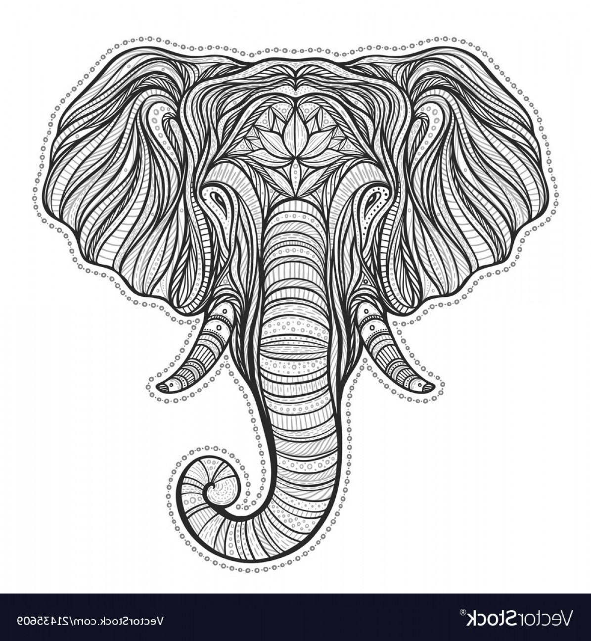 1195x1296 Stylized Ethnic Boho Elephant Portrait Isolated On Vector Soidergi