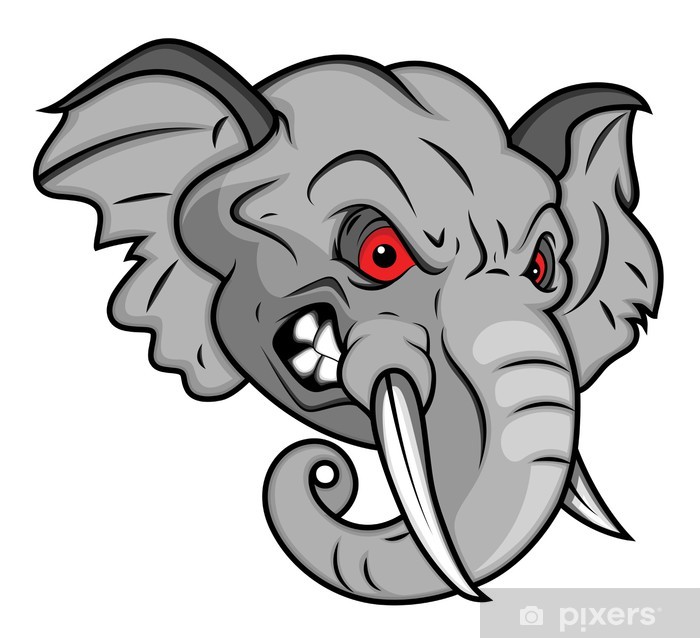 700x638 Angry Elephant Vector Mascot Illustration Poster