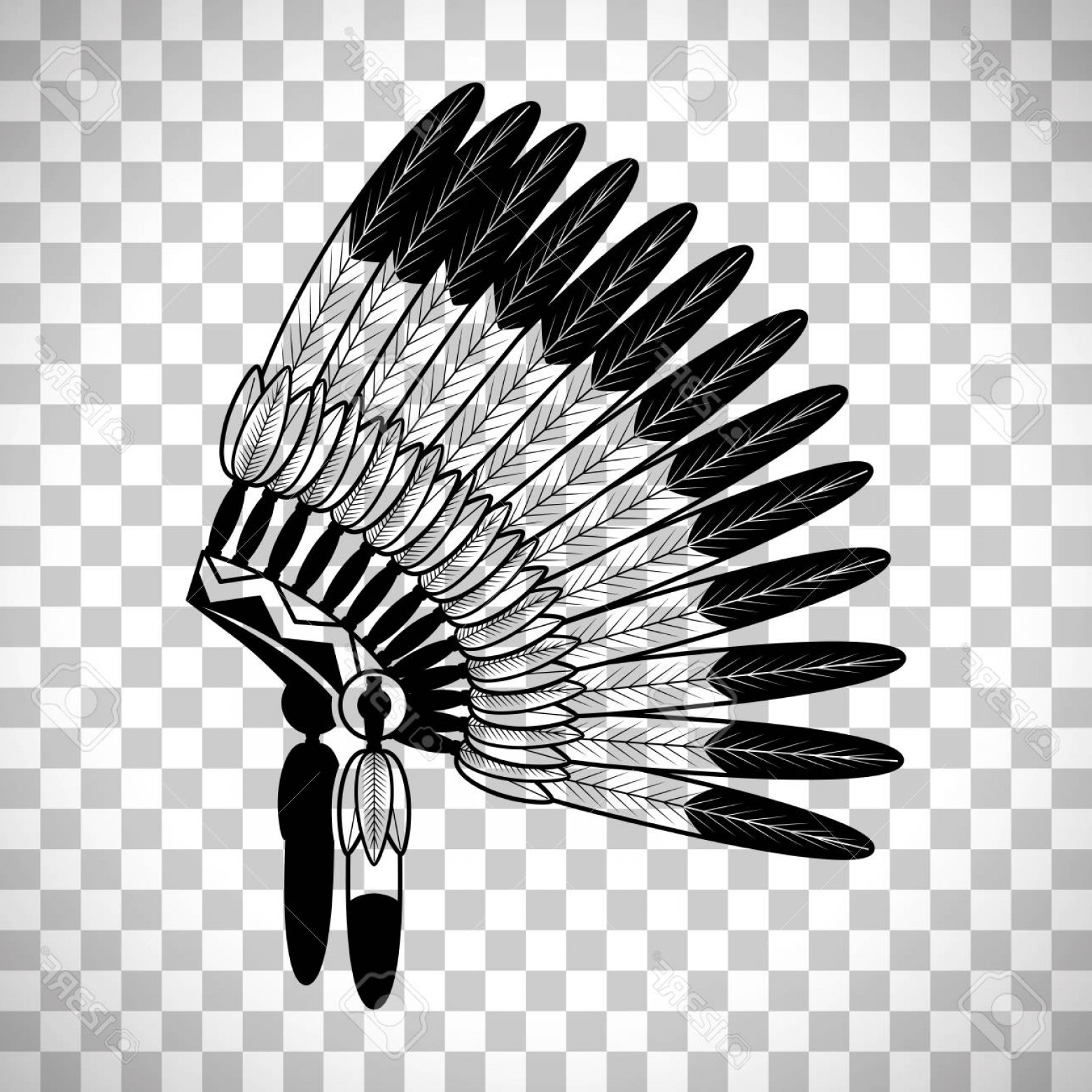 1560x1560 Photostock Vector American Indian Feathers War Bonnet Isolated
